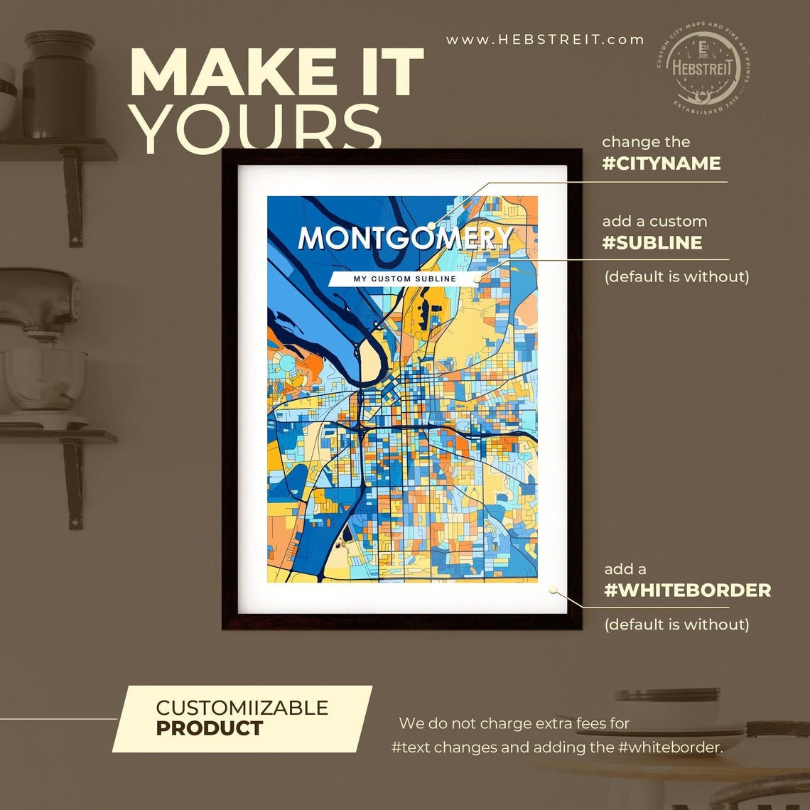 Montgomery Alabama Colorful Geometric City Street Map Poster - Image 2
