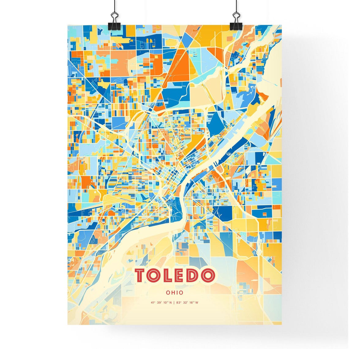 Toledo Ohio Colorful City Map Art Coordinates Vibrant Poster - Image 3