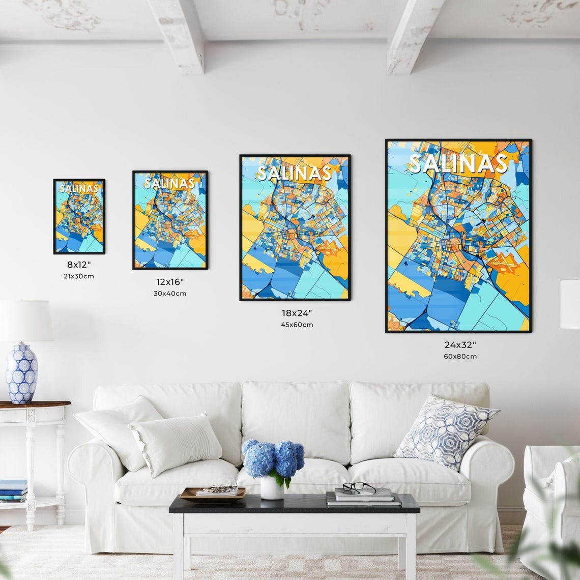 Salinas California Colorful Modern City Map Poster for Home and Office - Image 3