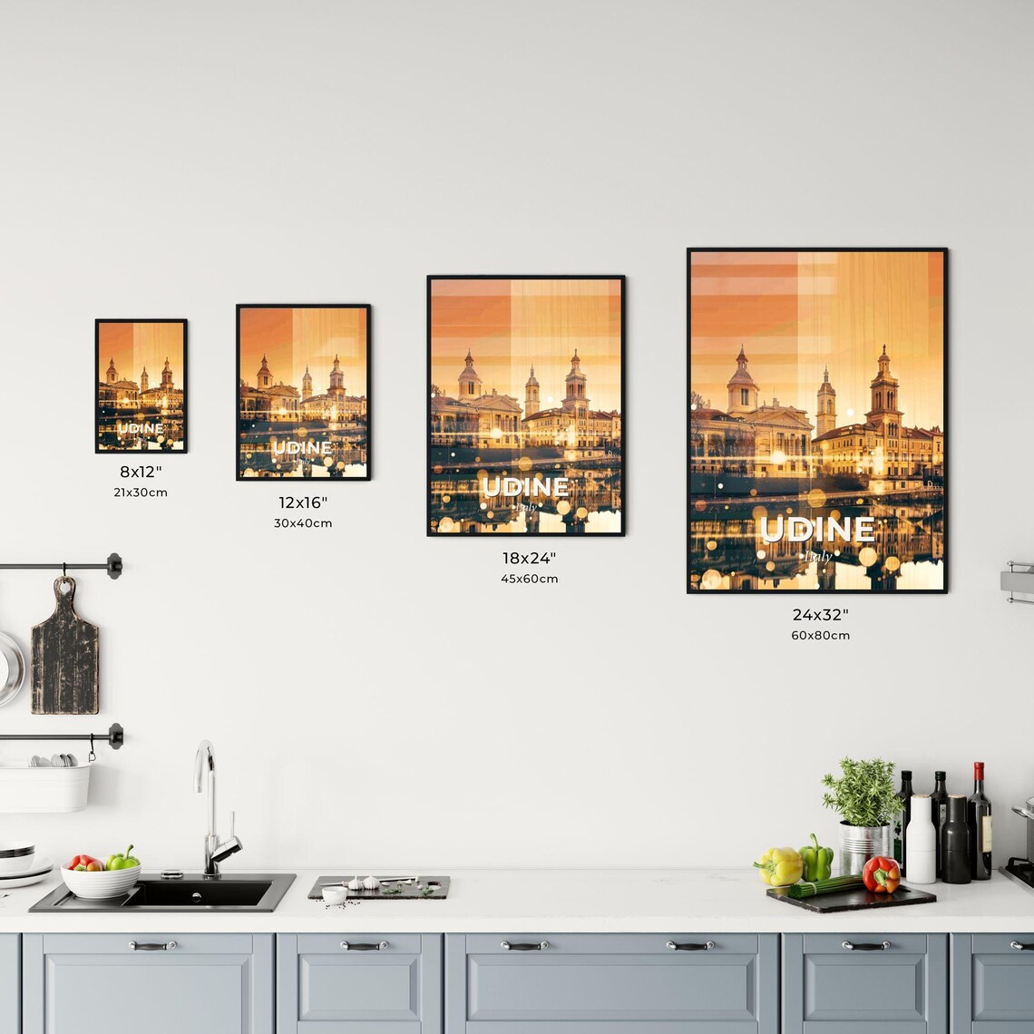 Udine Italy Golden Sunset Baroque River Reflection Art Poster - Image 3