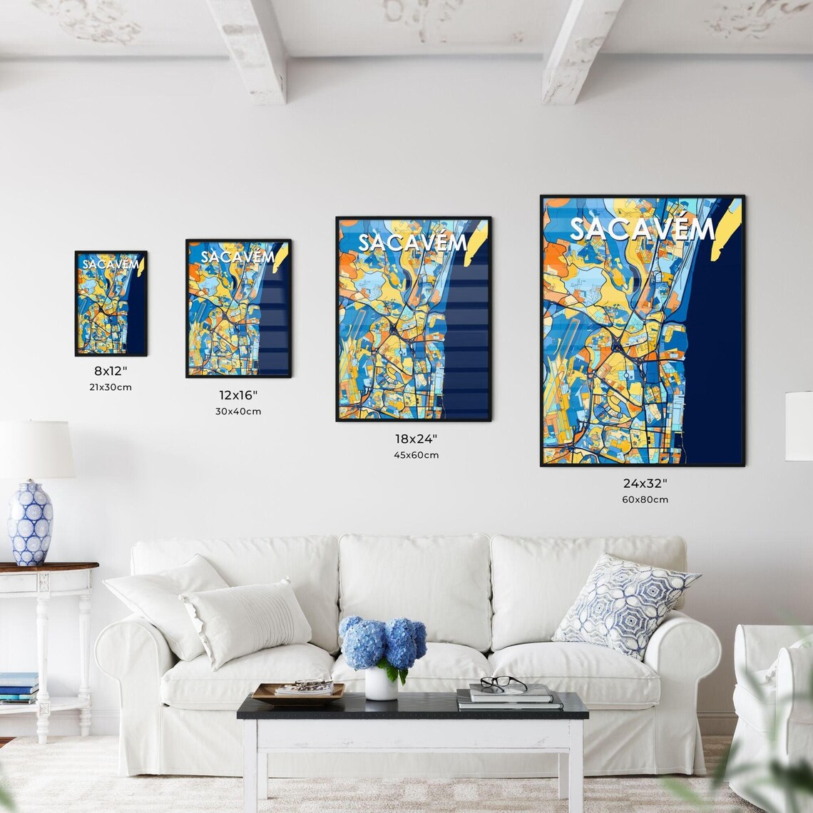 Sacavem Portugal Colorful City Street Map Poster Vibrant Travel Decor Gift - Image 3