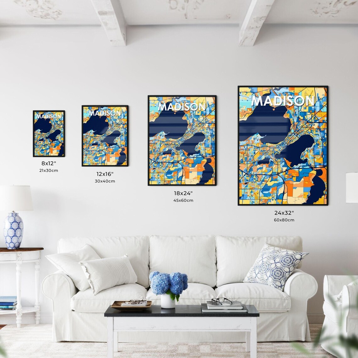 Madison Wisconsin Vibrant Colorful Geometric Street Grid City Map Art Poster - Image 3