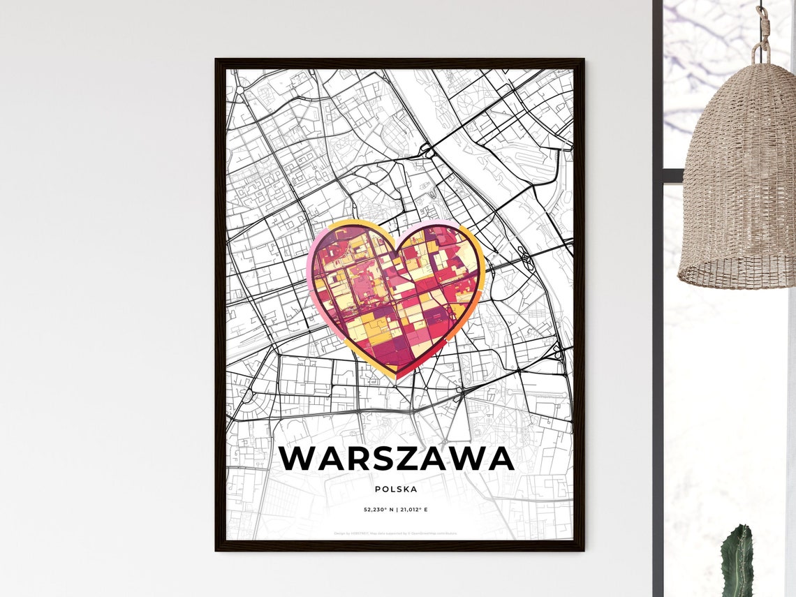Warszawa Poland Where It All Began Heart Map Coordinates Poster