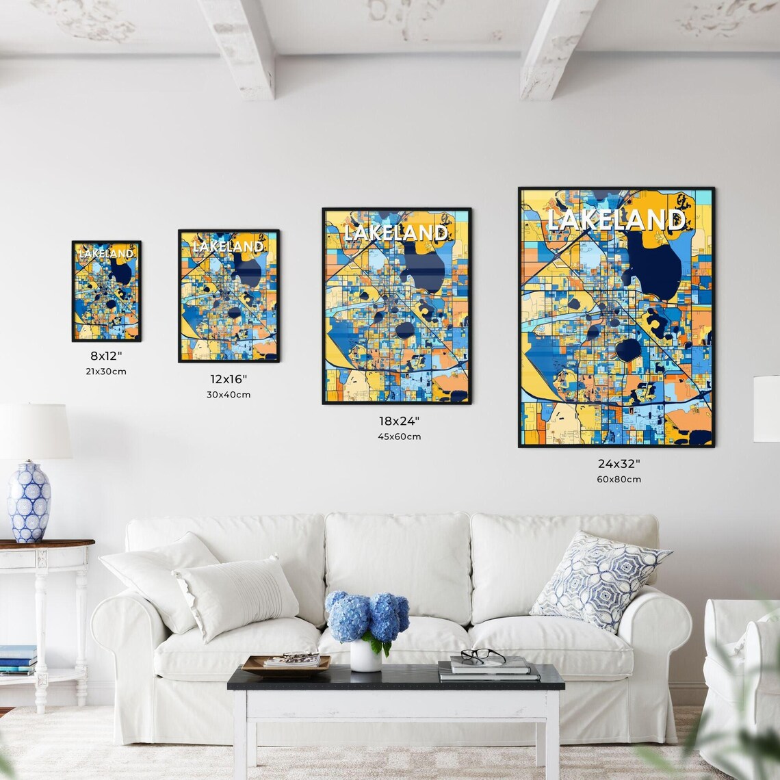 Lakeland Florida Colorful Vibrant City Street Map Art Poster - Image 3