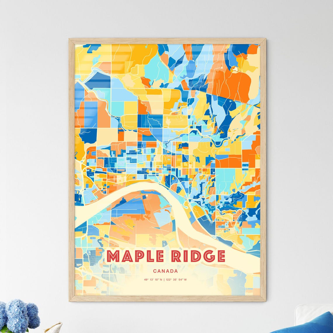 Maple Ridge Canada Blue Orange City Map Art Home Decor Poster - Image 3