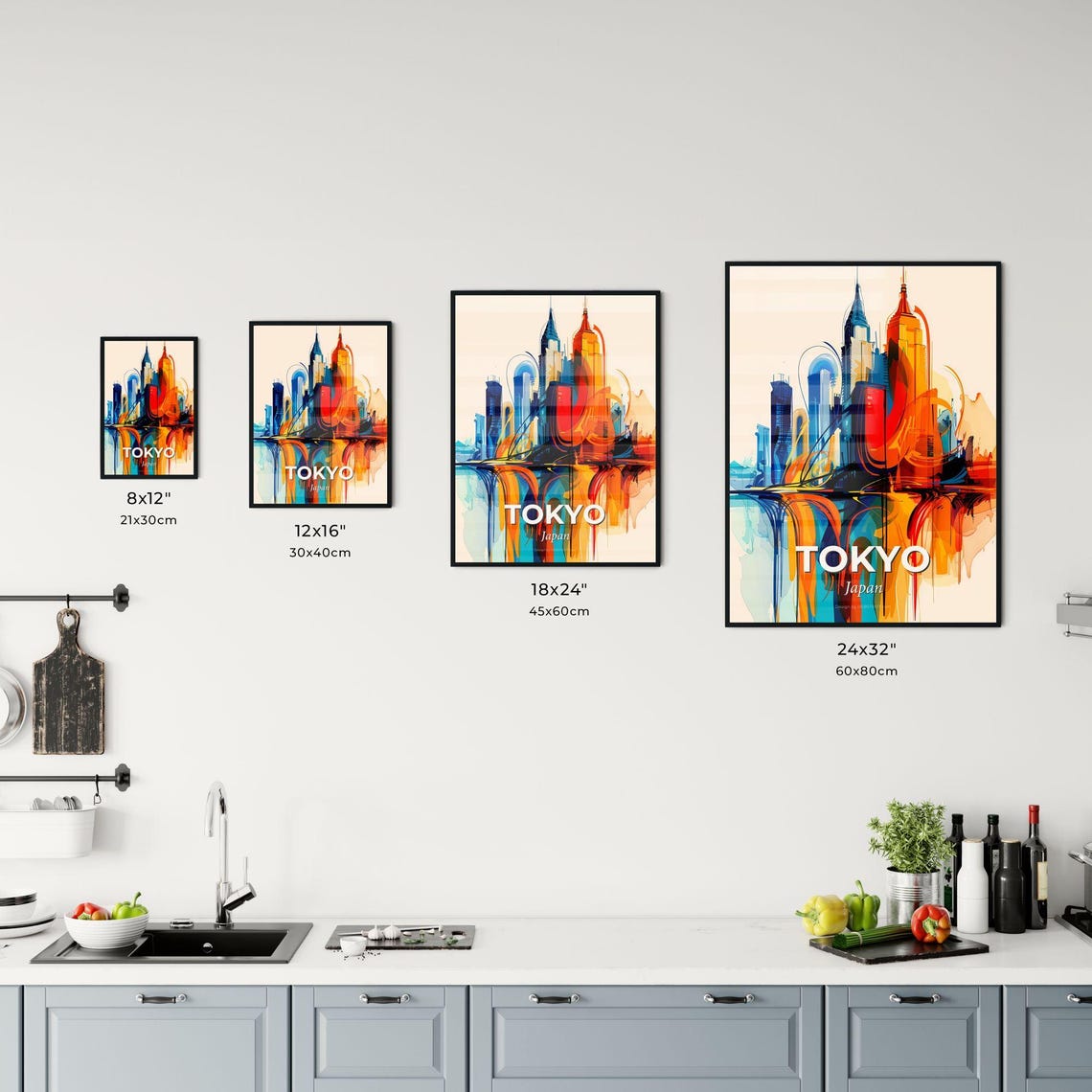 Tokyo Japan Colorful Abstract Skyscrapers Reflection Skyline Poster - Image 3