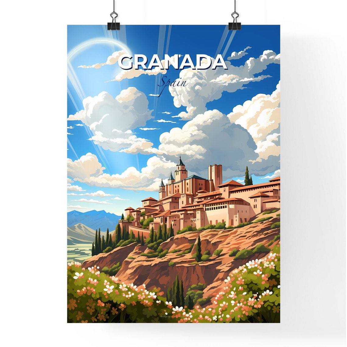 Granada Spain Andalusia Alhambra Hilltop Palace Travel Poster - Image 4