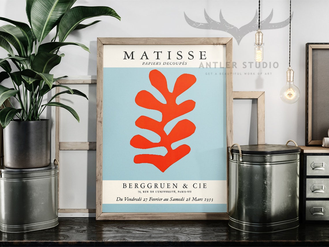 Henri Matisse Red Leaf Cutout 1953 Paris Gallery Exhibition Poster - Image 2