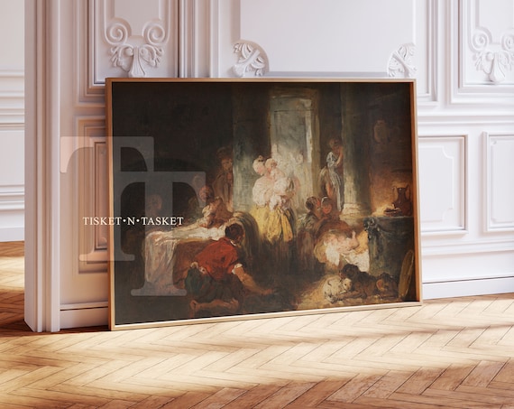 Vintage 1700s French Oil Painting, Rome Italy Art Print