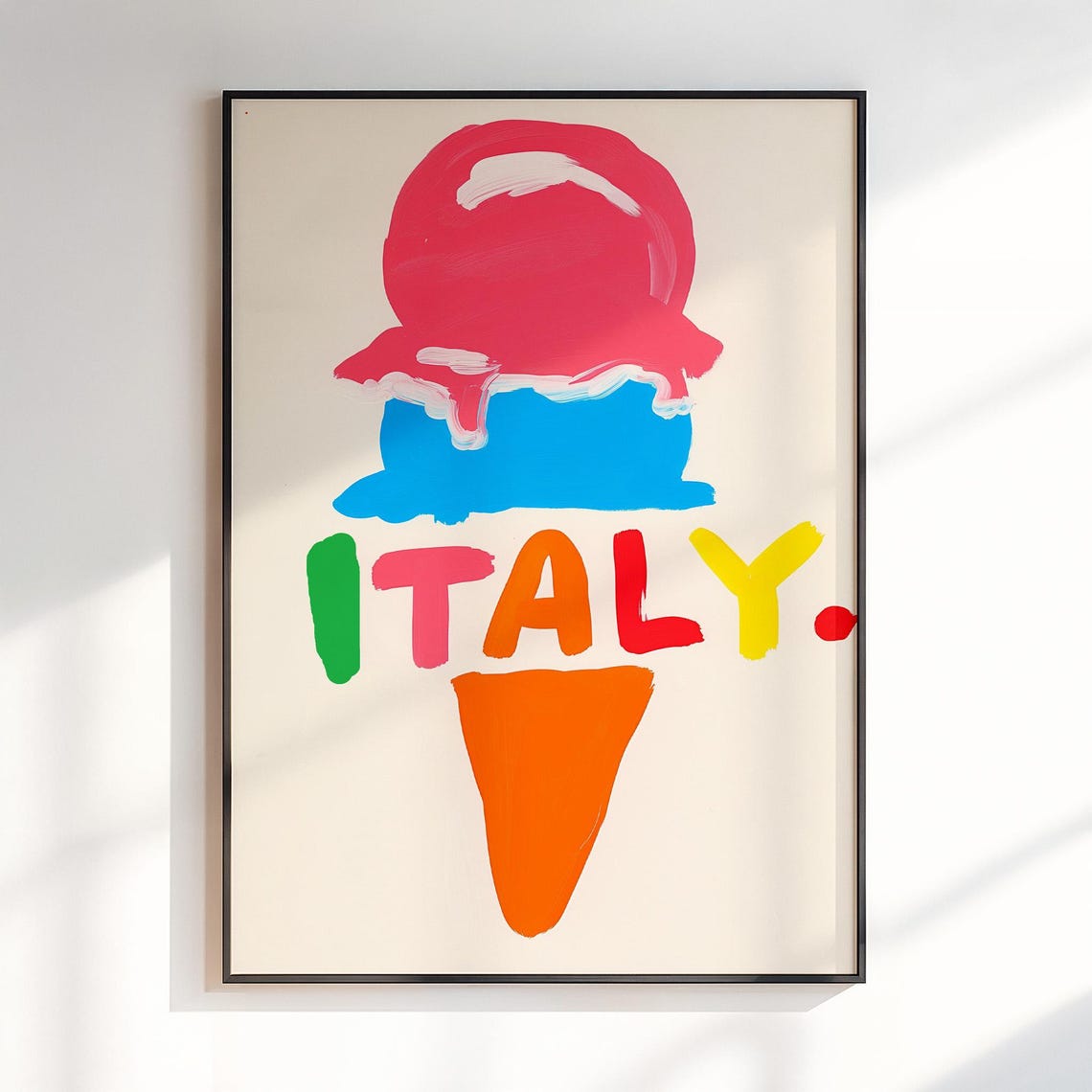 Italy Gelato Cone Colorful Maximalist Italian Travel Wall Poster