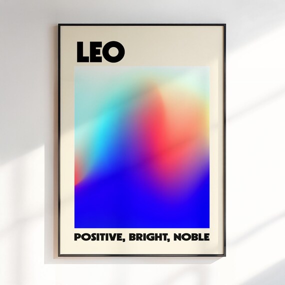 Leo Zodiac Sign Positive Bright Noble Aura Gradient Astrology Poster