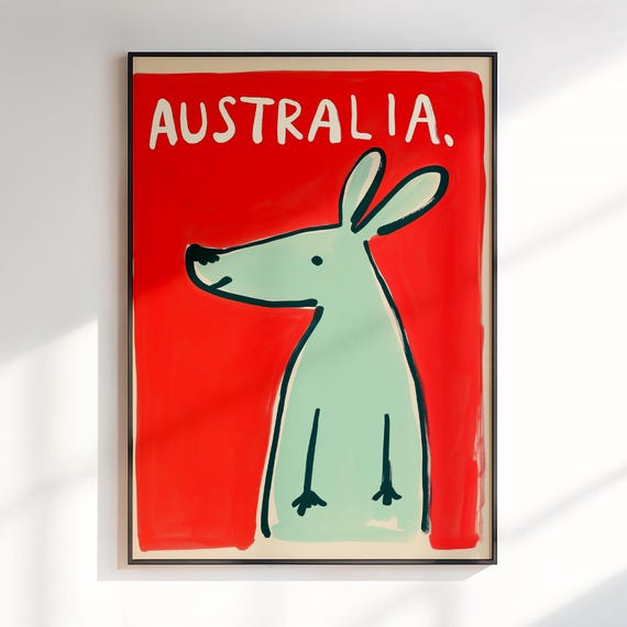 Australia City Wall Art Maximalist Print Colourful Preppy Pink Trendy Busy