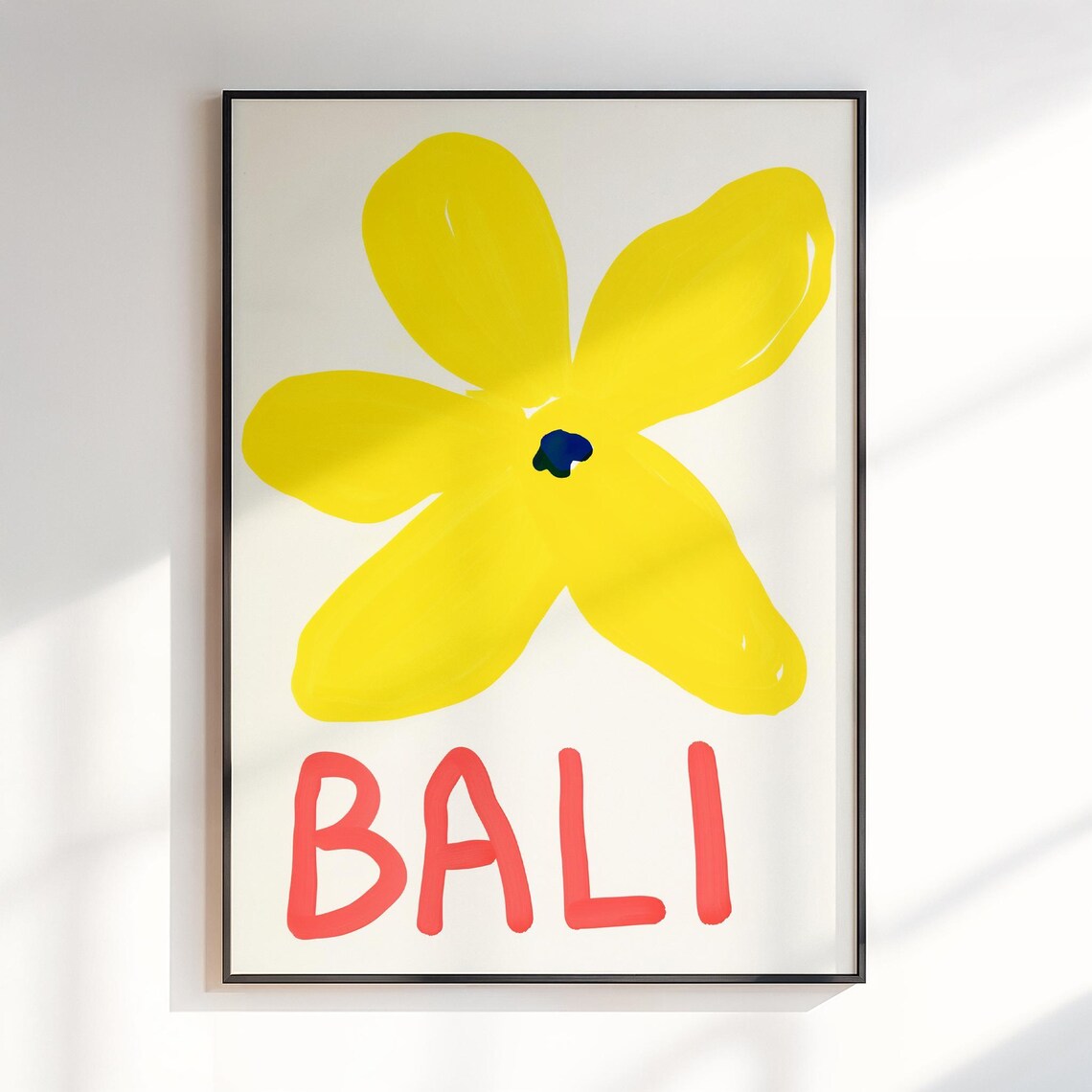 Bali Yellow Frangipani Flower Tropical Island City Art Poster