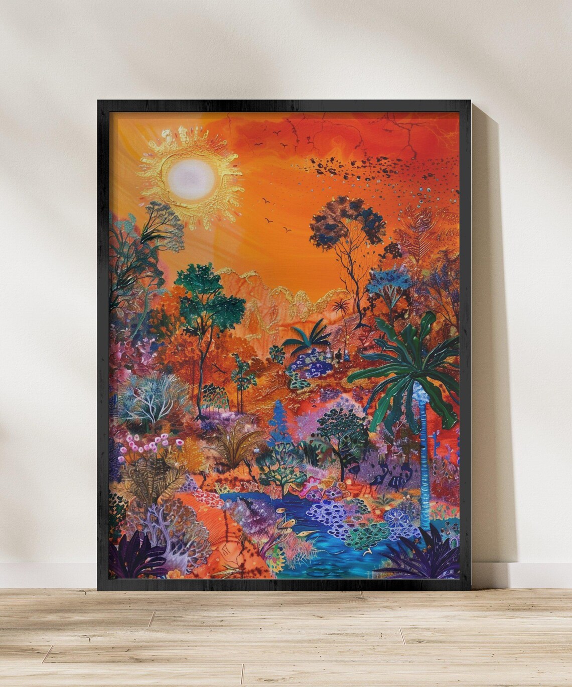 Tropical Jungle Sunset Forest, Botanical Art Print - Image 4