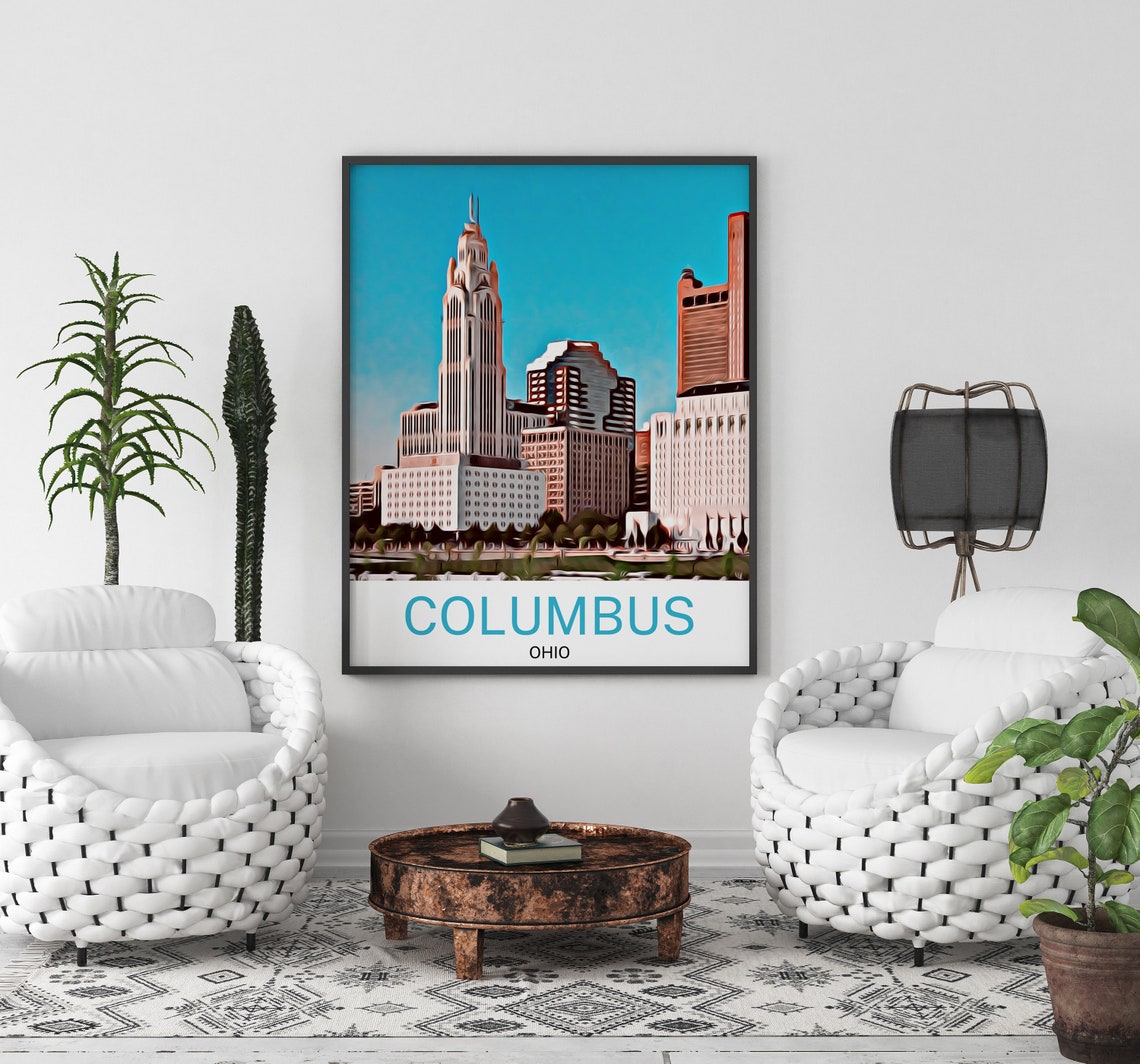 Columbus Travel Print Columbus Art Columbus Wall Art Columbus Poster Columbus Souvenir Columbus Travel Columbus Poster Columbus Ohio - Image 3