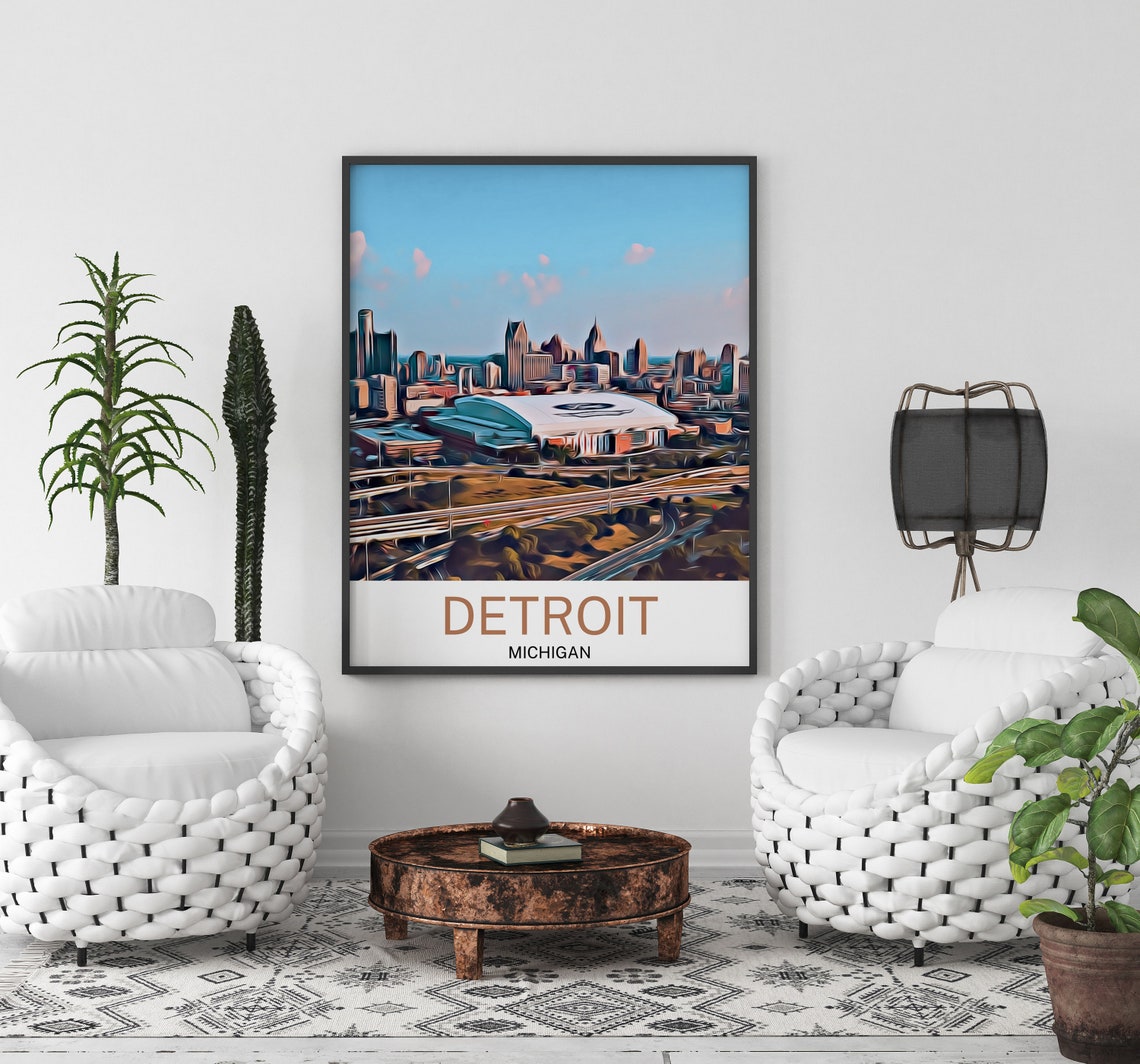 Detroit Art Detroit Print Detroit Art Print Detroit Poster Detroit Wall Decor Detroit Painting Detroit Poster Detroit Gift Travel - Image 2