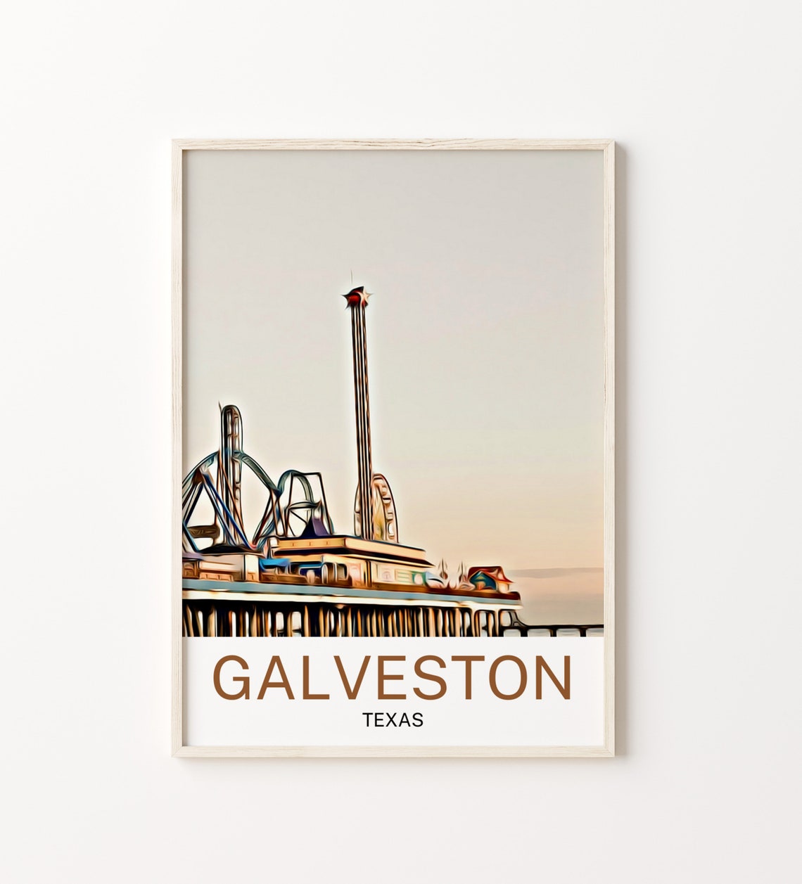 Galveston Travel Print Galveston Wall Art Galveston Poster Galveston Art Print Galveston Wall Decor Galveston Travel Galveston Artwork