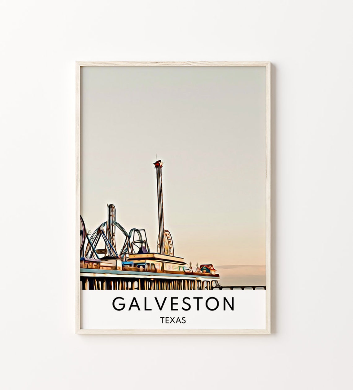 Galveston Print Galveston Art Texas Art Texas Wall Art Galveston Poster Galveston Art Print City Print Galveston Texas Gift Travel
