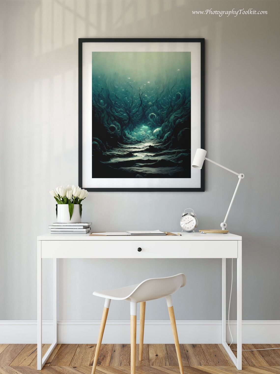 Deep Ocean Underwater Light Rays Dark Moody Seascape Scenic Poster - Image 2