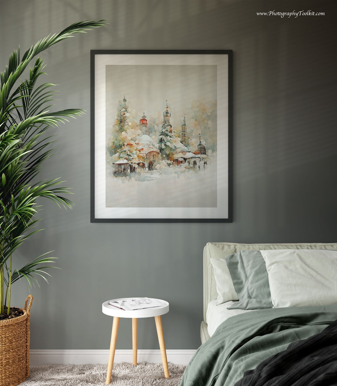 Winter Landscape Watercolor Forest Art Print, Rustic - Image 3