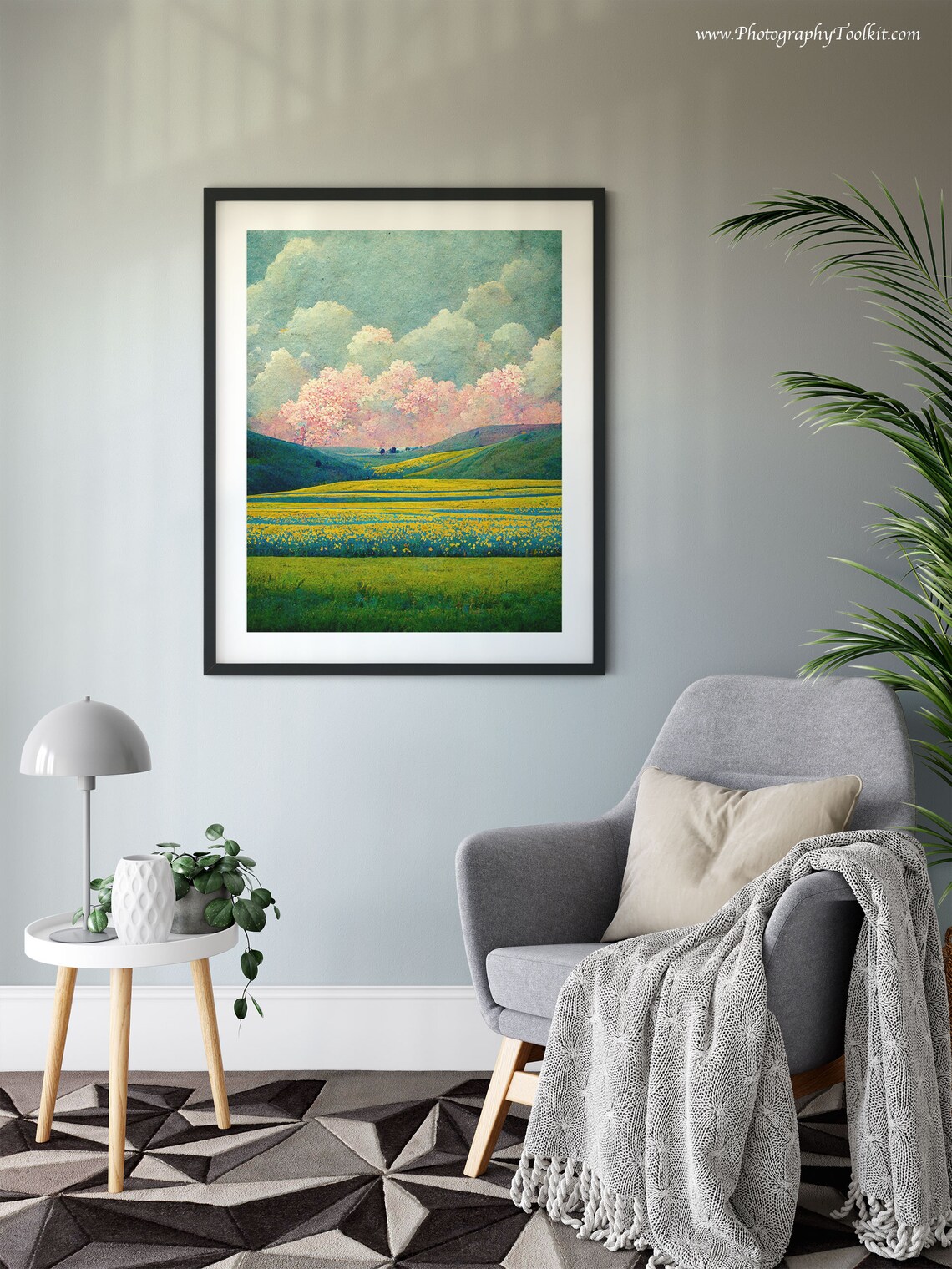 Spring Meadow Painting Vintage Landscape Print - Image 6