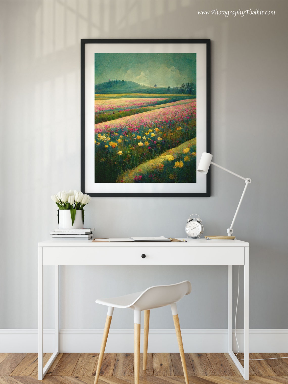 Pink and Yellow Wildflower Fields Stretching to the Horizon Poster - Image 2