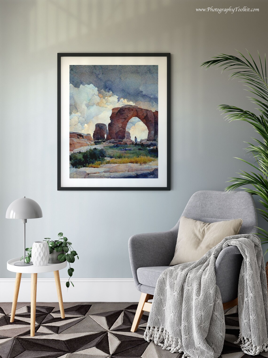 Red Rock Arch Watercolor Lone Traveler Desert Scenic Adventure Poster - Image 6