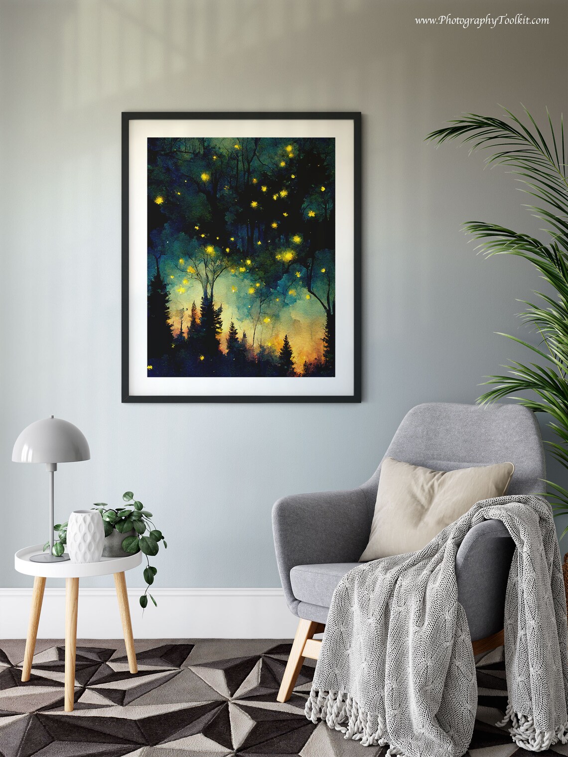 Firefly Night Sky Forest Art Print, Woodland Magic - Image 6