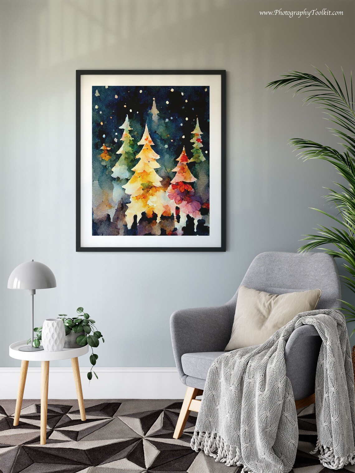 Christmas Tree Watercolor Holiday Wall Art Print - Image 6
