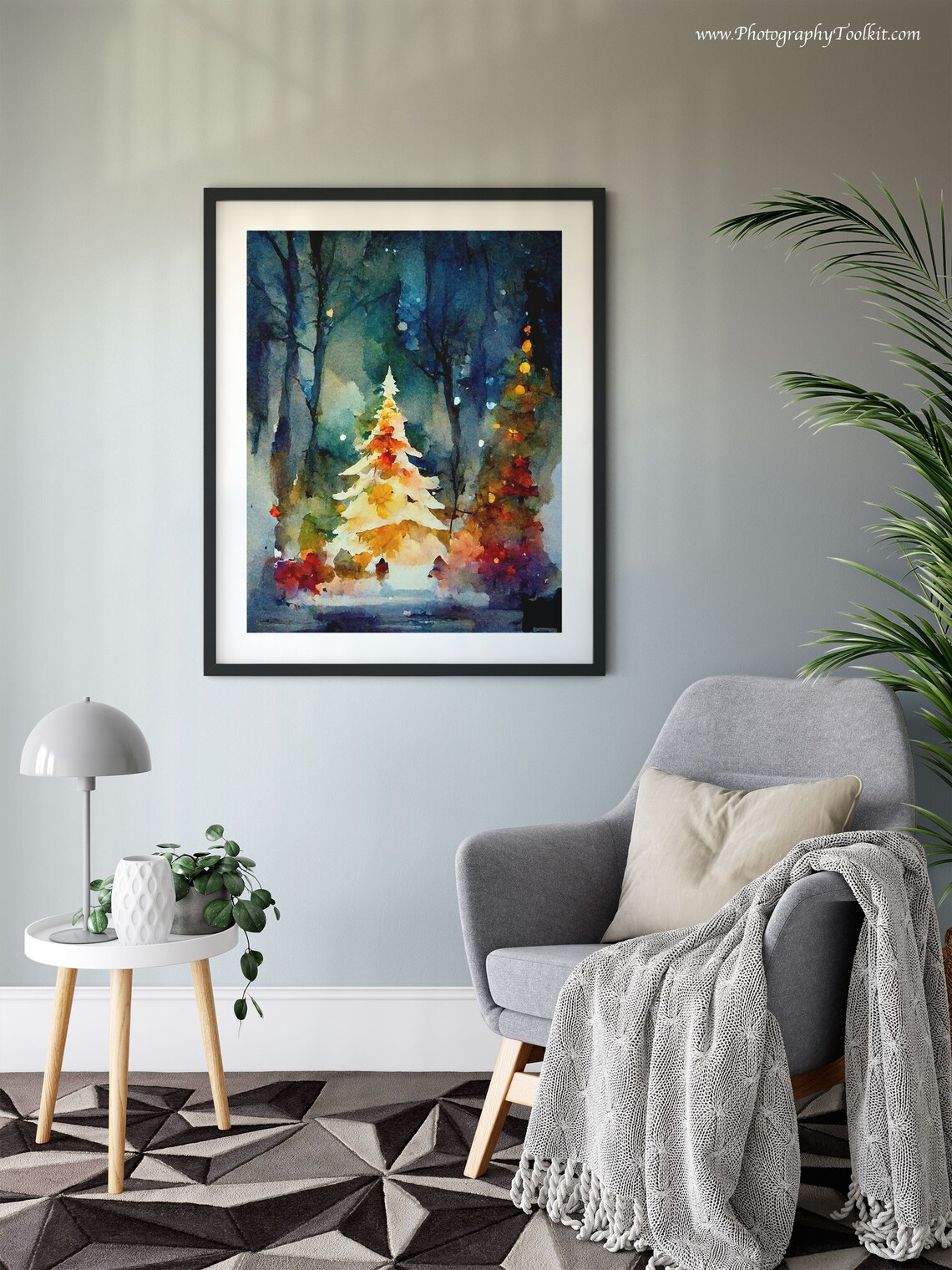 Christmas Trees Art Print, Holiday Watercolor Painting - Image 6