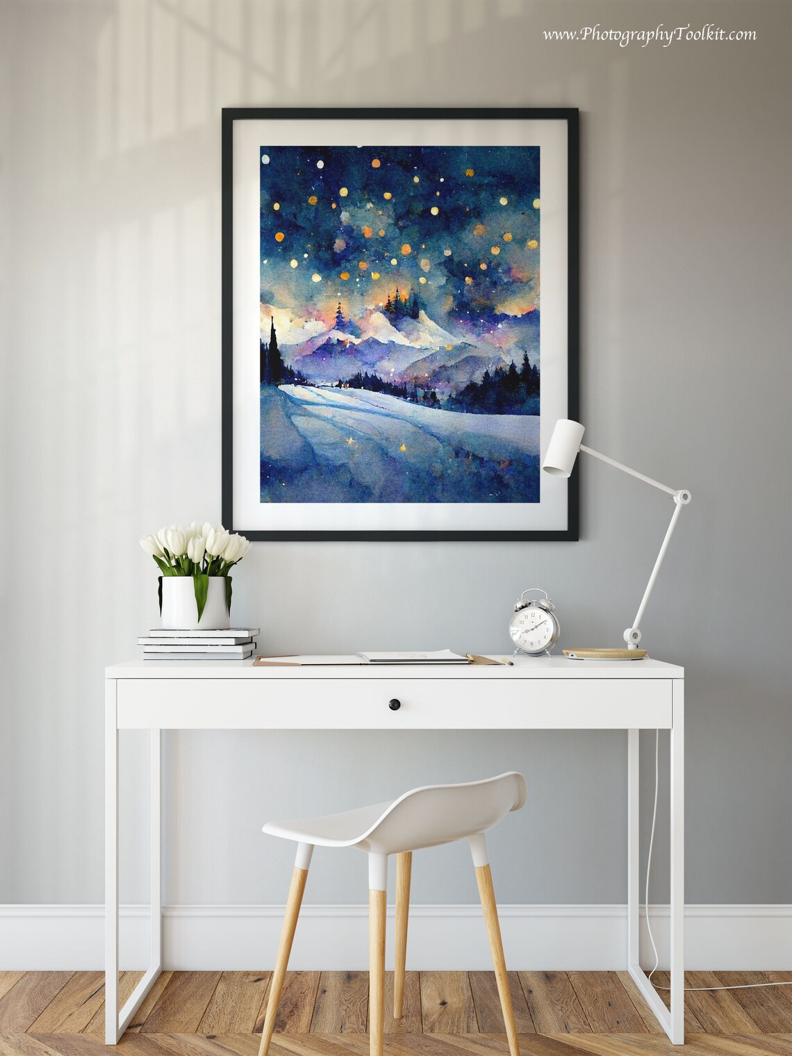 Ice Skating Landscape Art Print, Winter Forest - Image 2