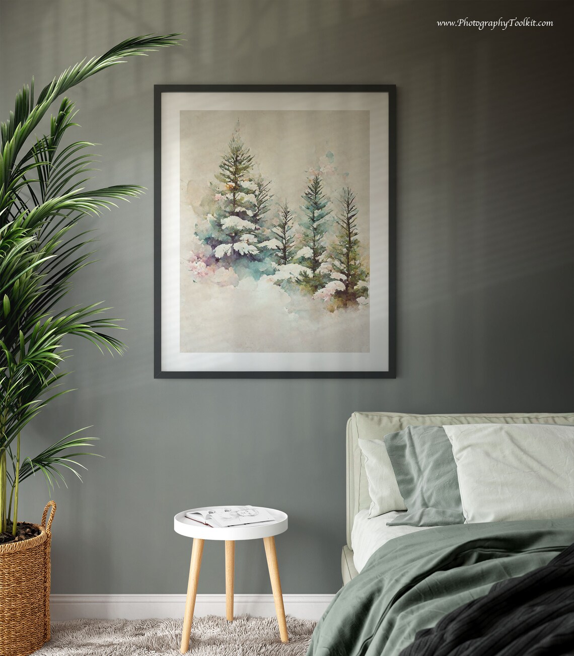 Pine Tree Print, Winter Landscape Art Print - Image 3