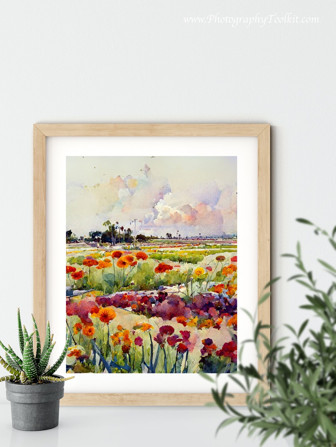 Wildflower Meadow Poppy Field Watercolor Summer Landscape Poster - Image 5