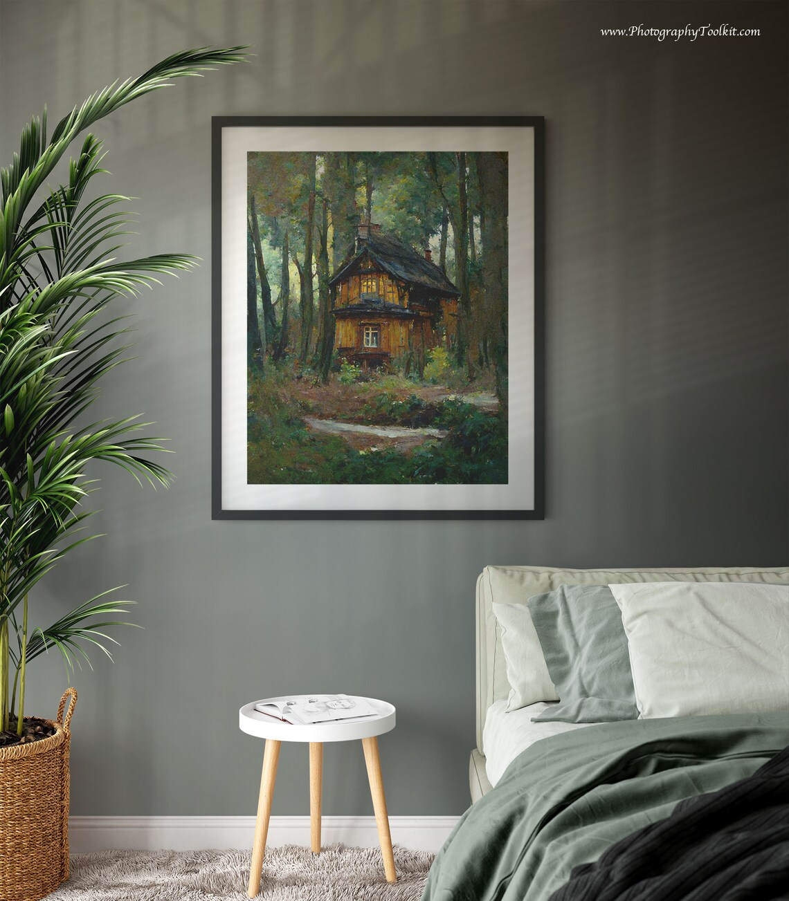Cozy Wooden Cabin in Forest Clearing Rustic Nature Retreat Poster - Image 3