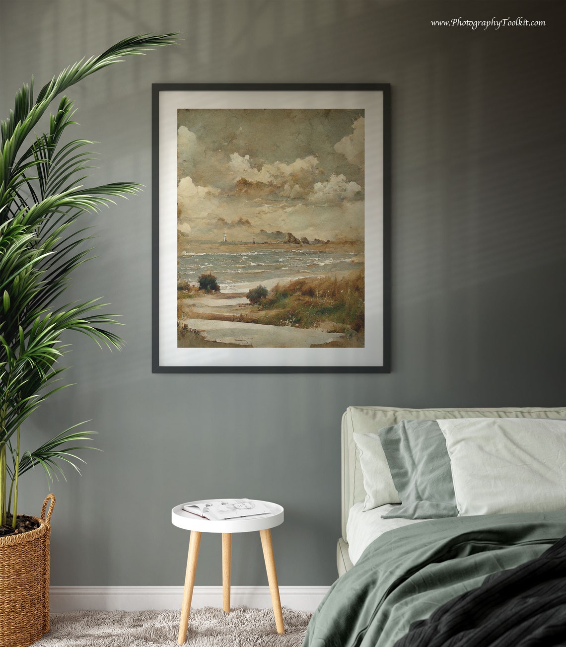 Vintage Coastline with Lighthouse and Rolling Waves Art Poster - Image 3