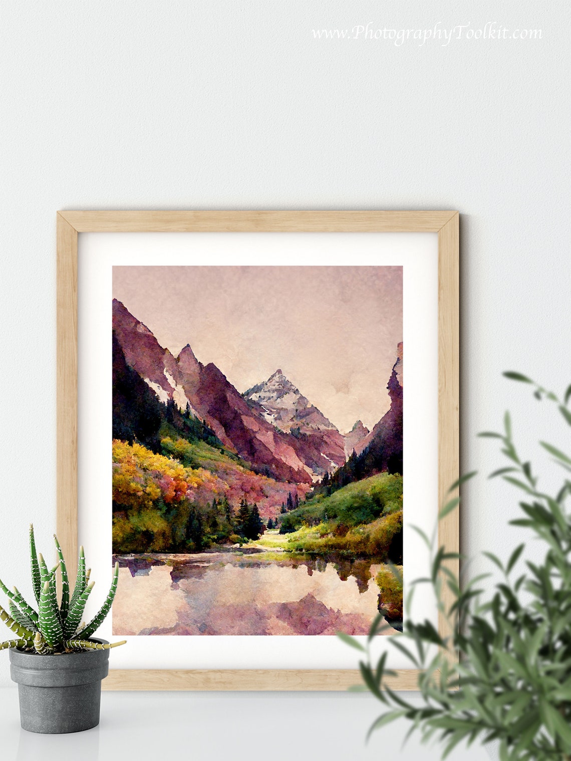 Maroon Bells Aspen Lake Mirror Reflection Scenic Watercolor Poster - Image 5
