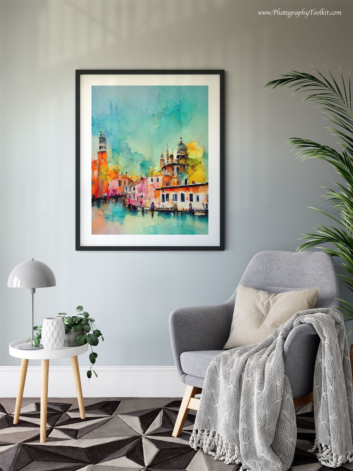 Venice Grand Canal Waterfront Colorful Scenic Watercolor Poster - Image 6