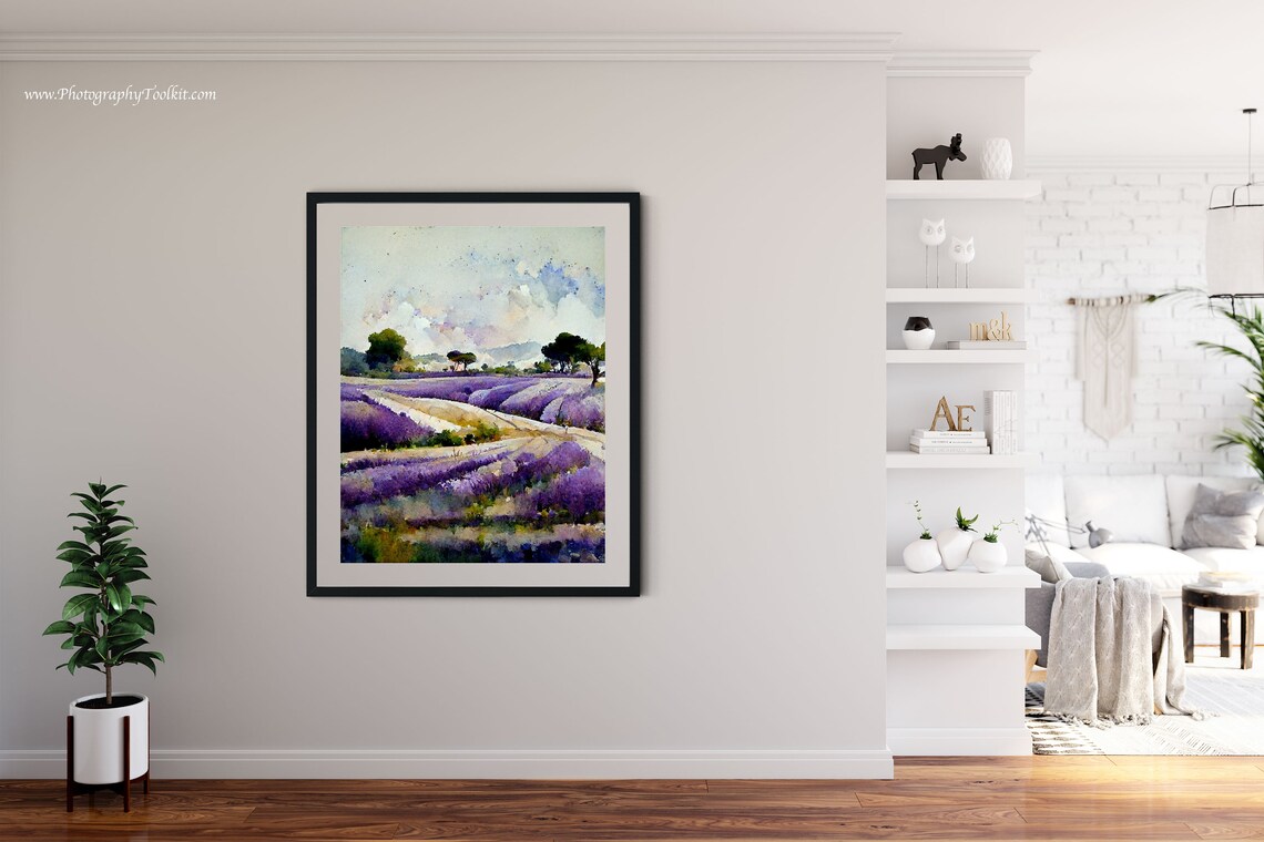 Lavender Field Spring Landscape Art Print - Image 4