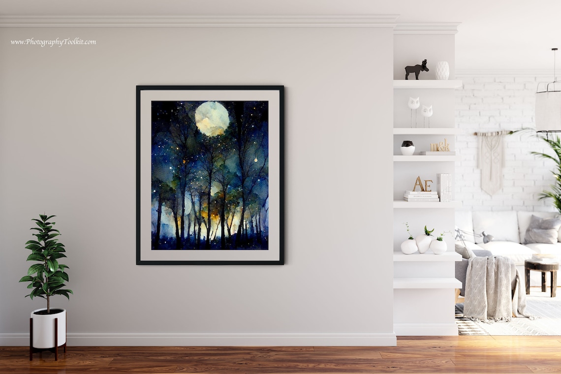 Night Sky Star Patterns Art Print, Full Moon - Image 4