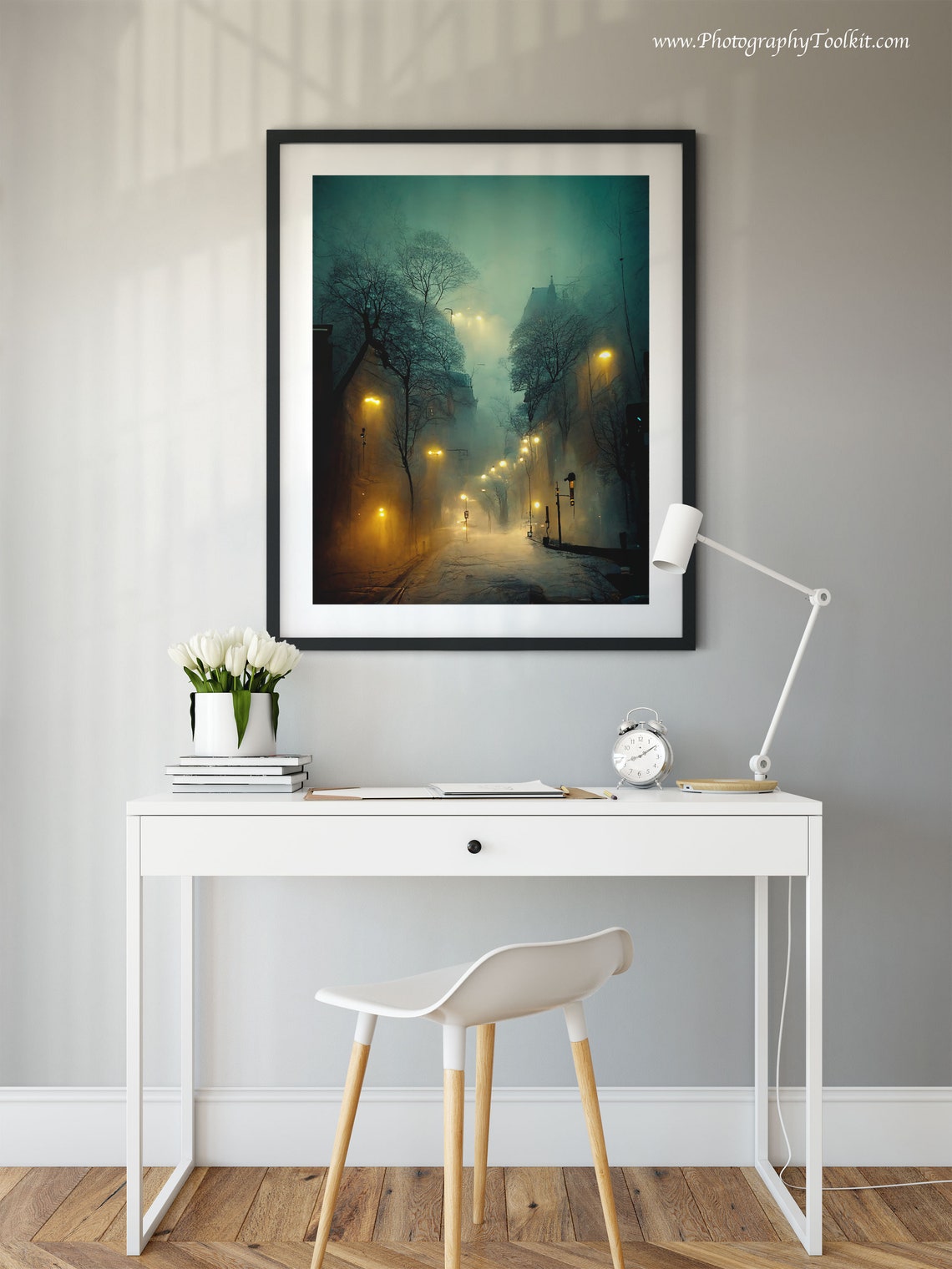 Painting Of A City Street At Night Wall Art Instant Art Print People Art Winter Painting - Image 2