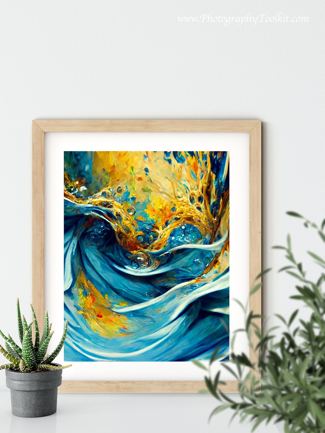 Blue and Gold Abstract Art Print, Modern Wall Art - Image 5