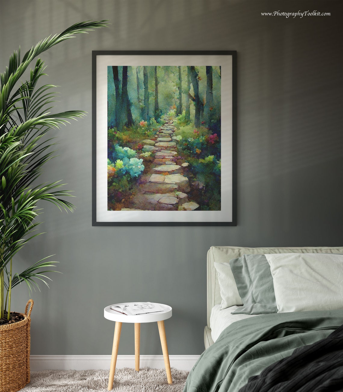 Forest Path Print Tree Wall Art Forest Print Adventure Art Print Forest Watercolor Forest Wall Art Sycamore Path Print Wilderness Art - Image 3