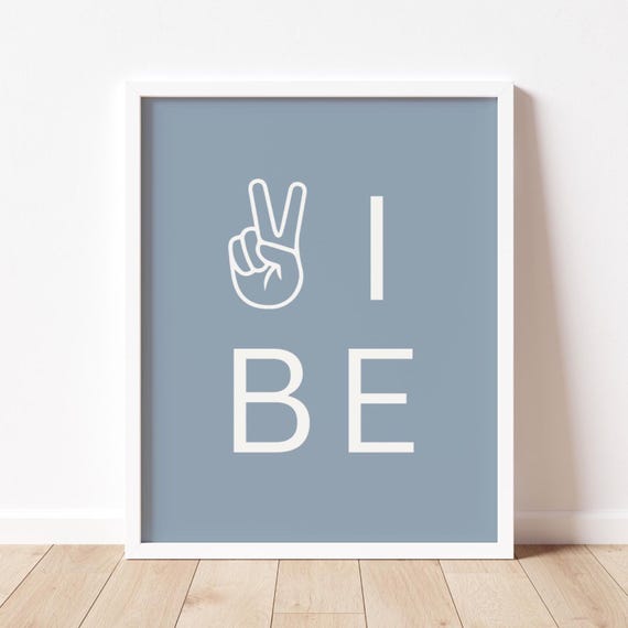 Blue And White Boy Room Peace Sign Playroom Art Print