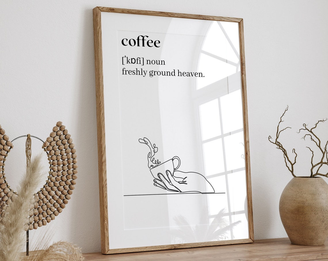 Coffee Definition Freshly Ground Heaven Kitchen Line Art Poster - Image 7