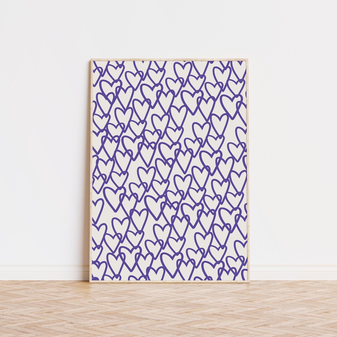 Purple Heart Line Pattern Trendy Preppy Dorm Room Cute Sweet Dorm Poster
