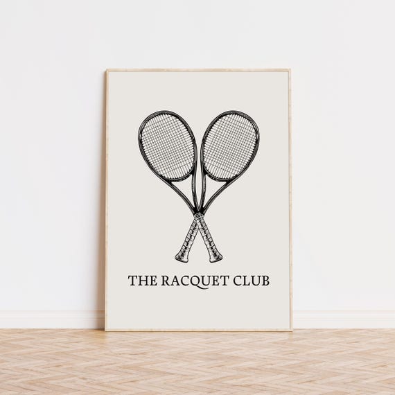 The Racquet Club Print Retro Tennis Bar Cart Art Trendy Prints Preppy Room Decor Wall Museum Quality