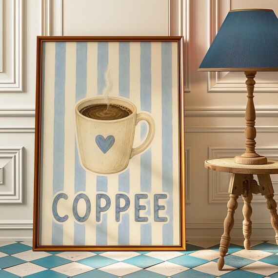 Coppee Coffee Cup Watercolor Heart Toddler Saying Kitchen Poster
