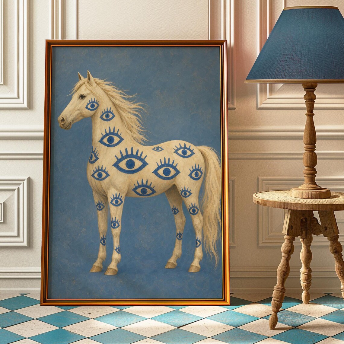 Evil Eye Horse Poster, Boho Equestrian Art Print