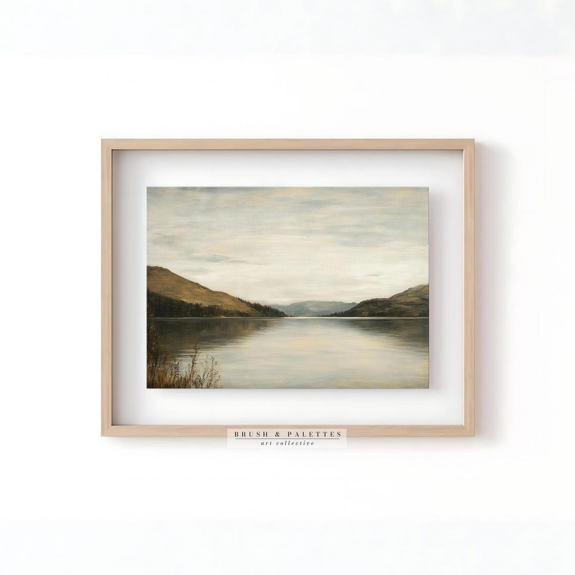Moody Mountain Lake Serene Still Water Neutral Nature Landscape Poster - Image 2