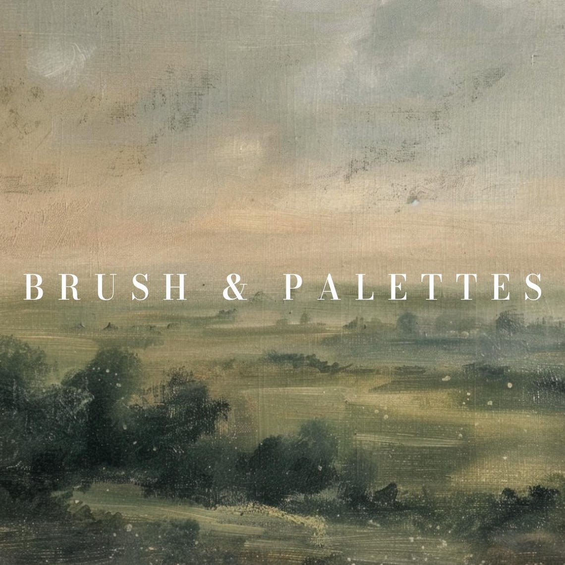 Misty Countryside Field Serene Green Landscape Painting Poster - Image 2